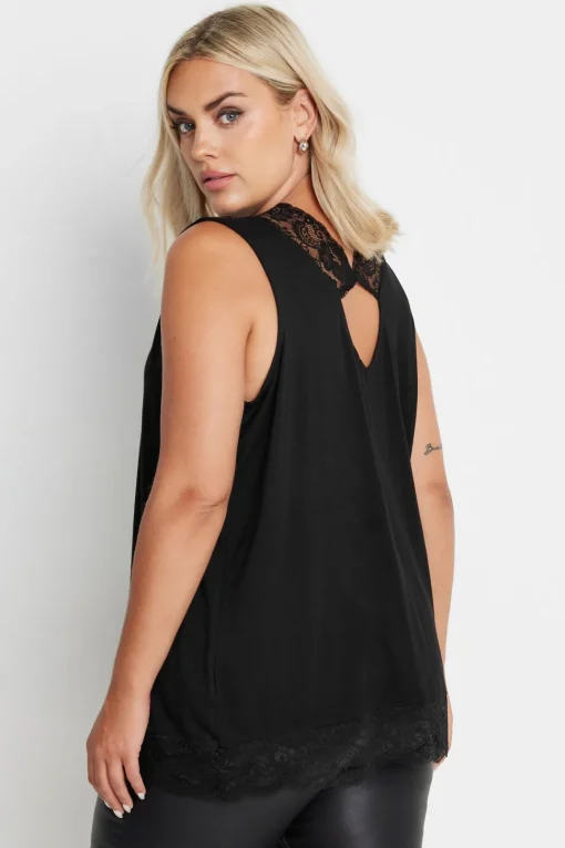 Lace Trim Keyhole Swing Vest Top