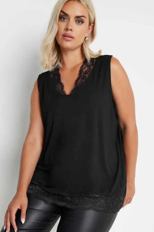 Lace Trim Keyhole Swing Vest Top