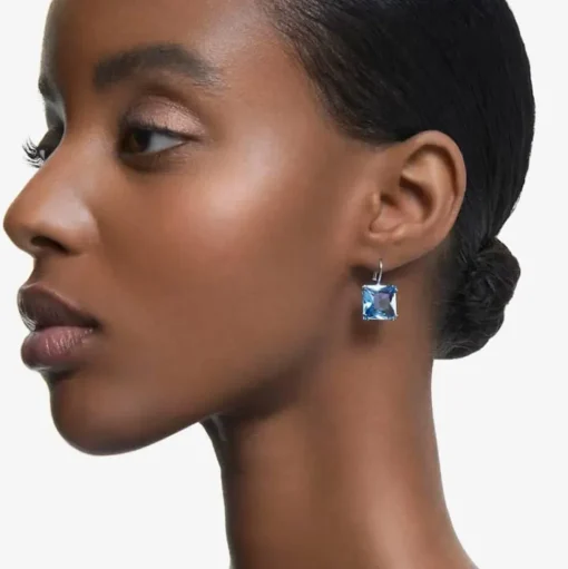 Ladies Millenia Blue Square Cut Dropper Earrings 5619472
