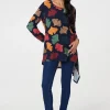 Leaf Print High Low Tunic Top