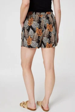 Leaf Print High Waist Shorts