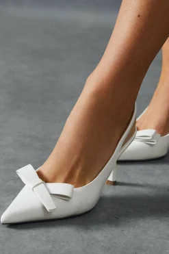 Leather Look Asymmetric Bow Heels