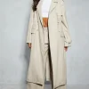Leather Look Longline Belted Trench Coat