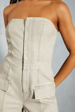 Leather Look Strapless Jumpsuit