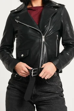 Leopard Lined Leather Biker Jacket