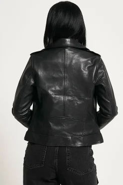 Leopard Lined Leather Biker Jacket