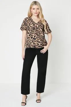 Leopard Pleat Front Blouse