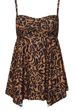 Leopard Print Twist Front Tankini Top