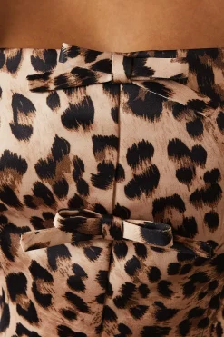 Leopard Satin Tie Front Corset Top