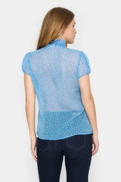 Lilja Short Sleeve Ruffle Blouse-Polka Dot