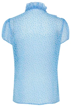 Lilja Short Sleeve Ruffle Blouse-Polka Dot