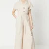 Linen Blend Belted Jumpsuit