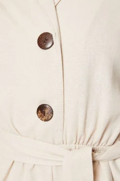 Linen Blend Belted Jumpsuit