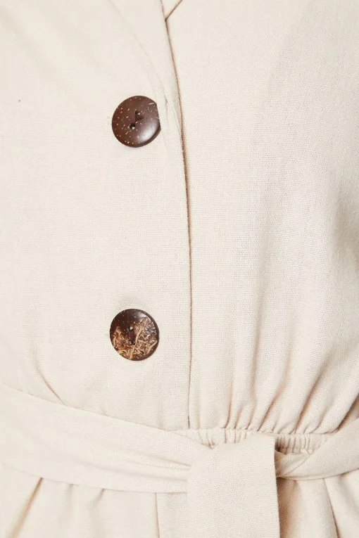 Linen Blend Belted Jumpsuit