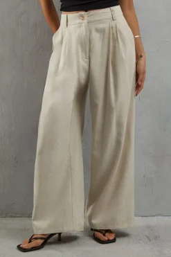 Linen High Waist Wide Leg Trouser