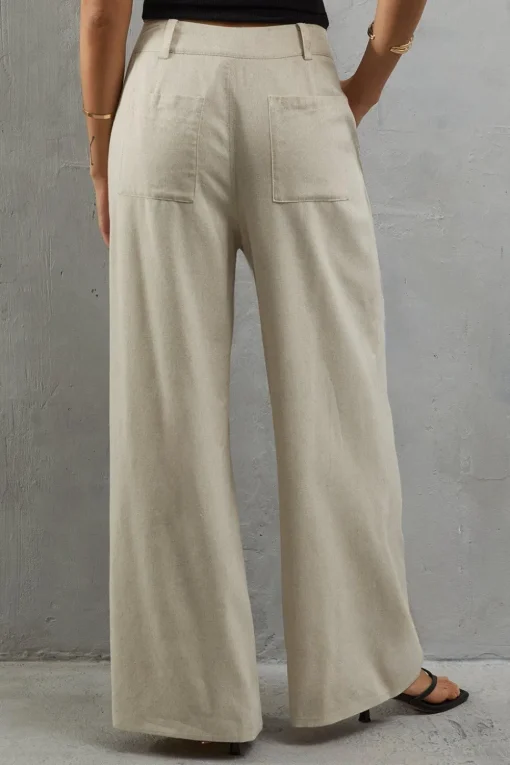 Linen High Waist Wide Leg Trouser