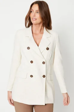 Linen Longline Double Breasted Blazer
