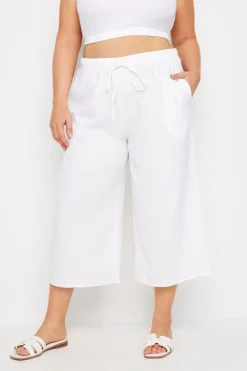 Linen Look Cropped Trousers