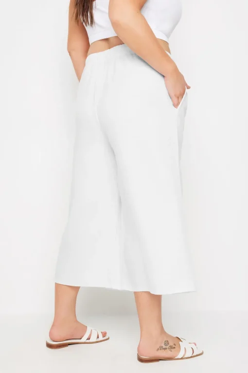 Linen Look Cropped Trousers