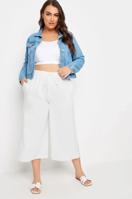 Linen Look Cropped Trousers