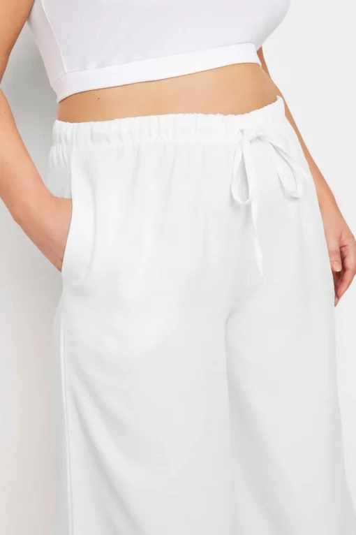 Linen Look Cropped Trousers