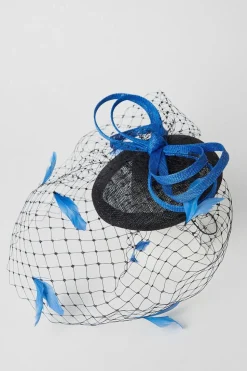 Lisa Tan Bow And Mesh Feather Detail Pillbox Fascinator
