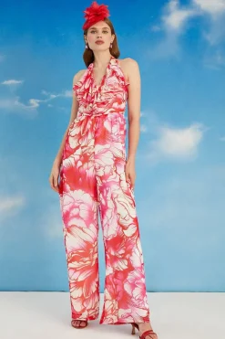 Lisa Tan Ruffle Wide Leg Jumpsuit