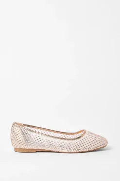 Lisbon Mesh Diamante Ballet Pumps