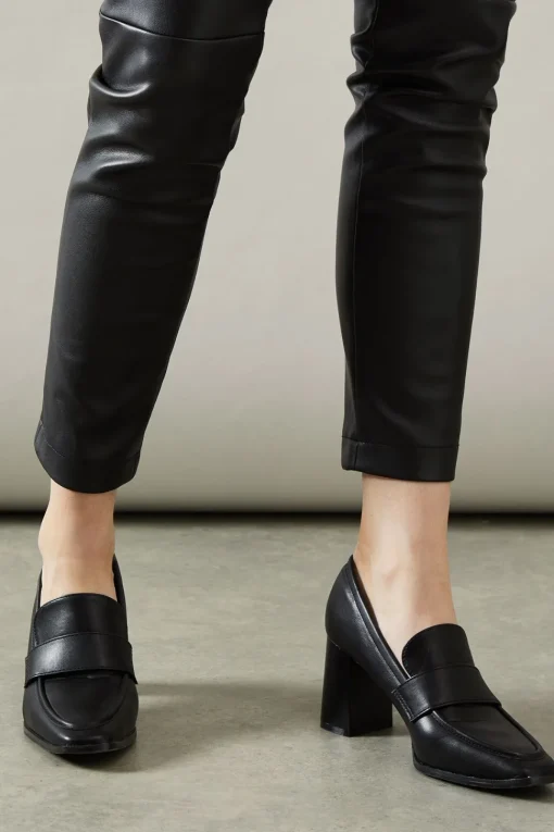 Lola Square Toe High Heel Penny Loafers