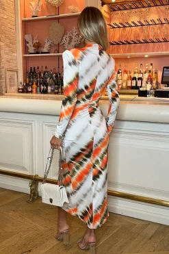 Long Sleeve Wrap Midi Dress