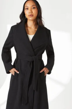 Longline Belted Wrap Coat