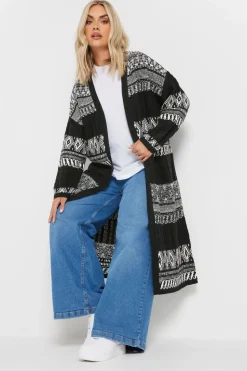 Longline Fairisle Cable Knit Cardigan