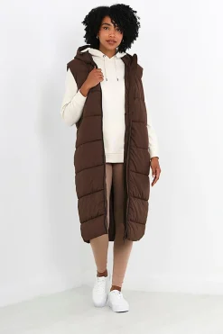 Longline Gilet With Fixed Hood