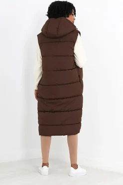 Longline Gilet With Fixed Hood