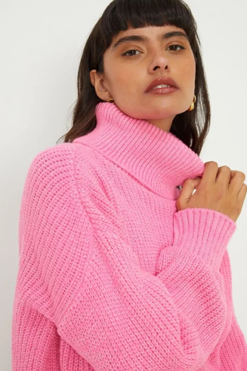 Longline Roll Neck Chunky Jumper