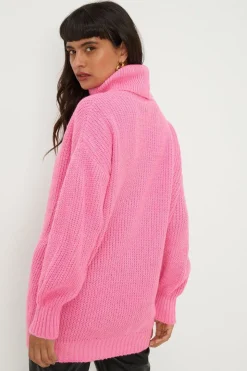Longline Roll Neck Chunky Jumper