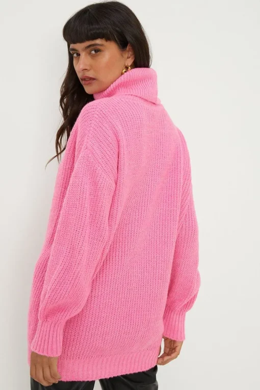 Longline Roll Neck Chunky Jumper
