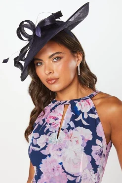 Loop And Feather Large Brim Fascinator