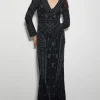 Lorelai Beaded Long Sleeve Maxi Dress Black