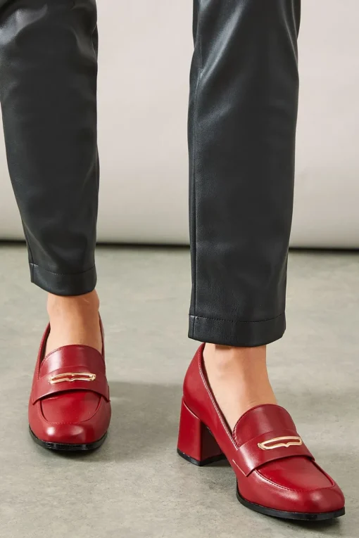 Loupe Metal Trim Heeled Loafer