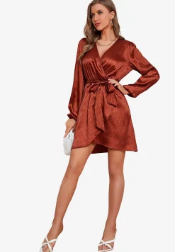 Luxury Long Sleeve Wrap Top Mini Dress