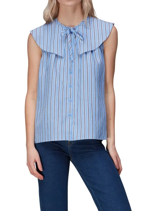 Maggie Stripe Collar Top-Striped