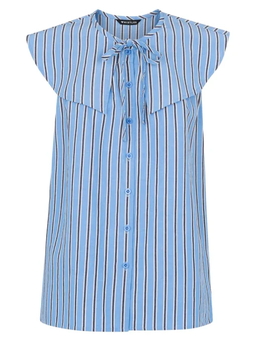 Maggie Stripe Collar Top-Striped