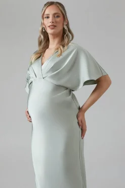 Maternity Batwing Sleeve Satin Fishtail Bridesmaid Dress