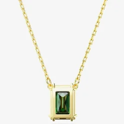 Matrix Green Mixed Cuts Gold Tone Plated Necklace 5677141