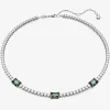 Matrix Green Mixed Cuts Rhodium Plated Tennis Necklace 5666168