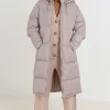 Maxi Length Padded Jacket With Fixed Hood