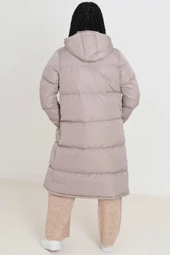 Maxi Length Padded Jacket With Fixed Hood
