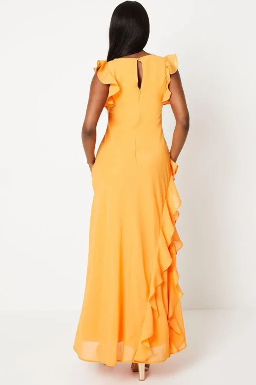 Mega Ruffle Chiffon Maxi Dress