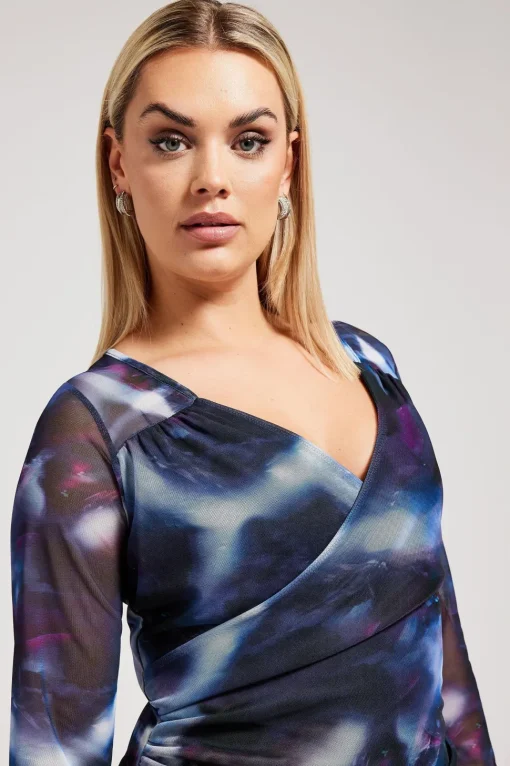 Mesh Abstract Print Top
